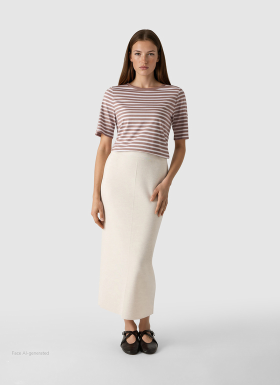 T-Shirt Rundhals 1/2 Arm Nougat Frontansicht