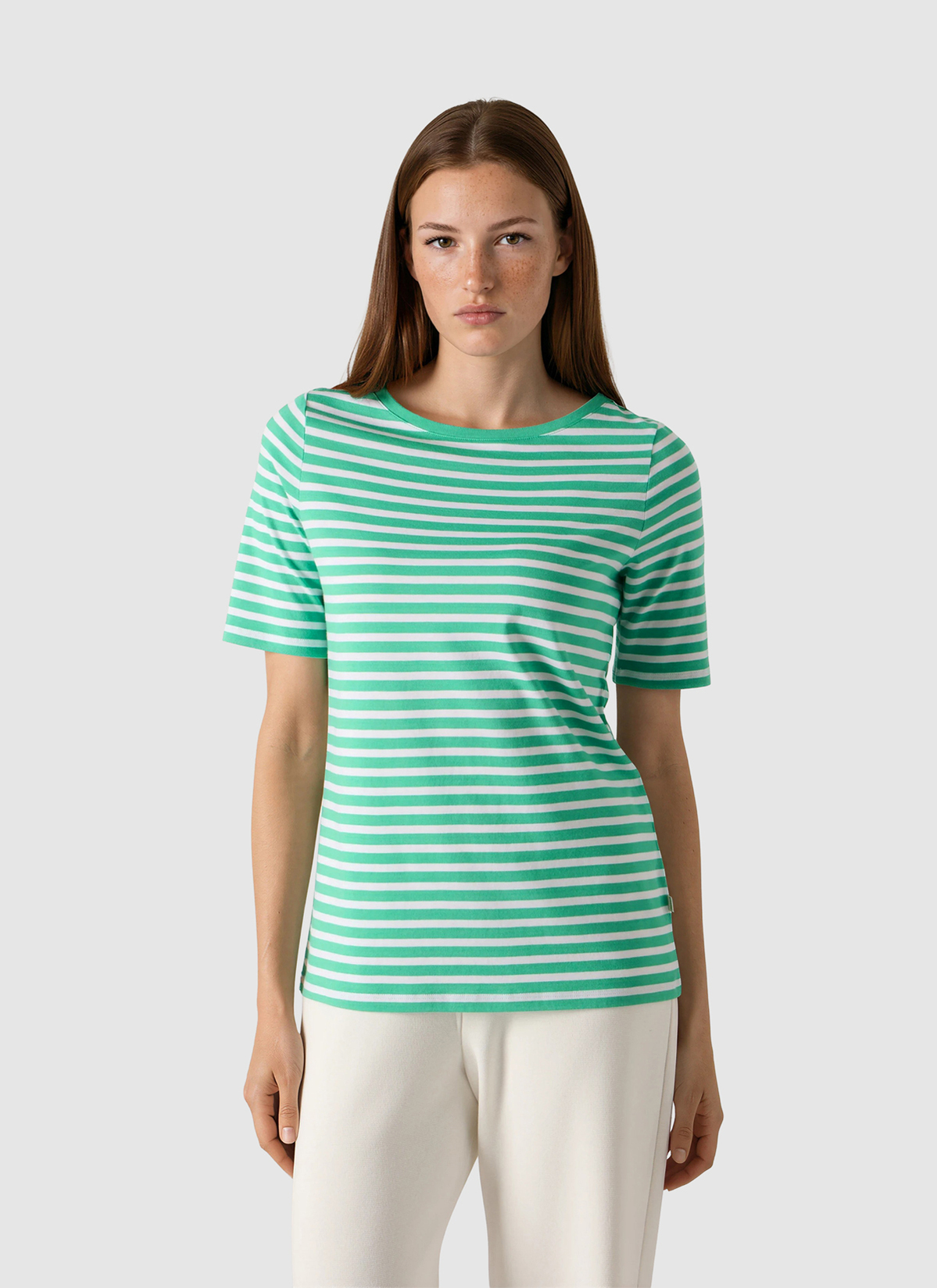 T-Shirt Rundhals 1/2 Arm, Jade Green Frontansicht