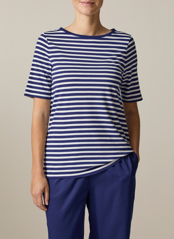 T-Shirt Rundhals 1/2 Arm Mystic Blue Frontansicht