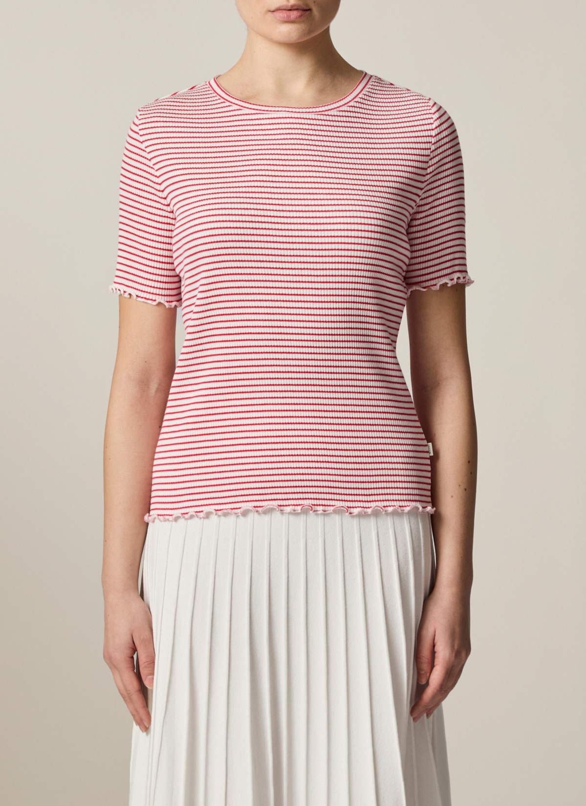 T-Shirt Rundhals 1/2 Arm, Lychee Red Frontansicht
