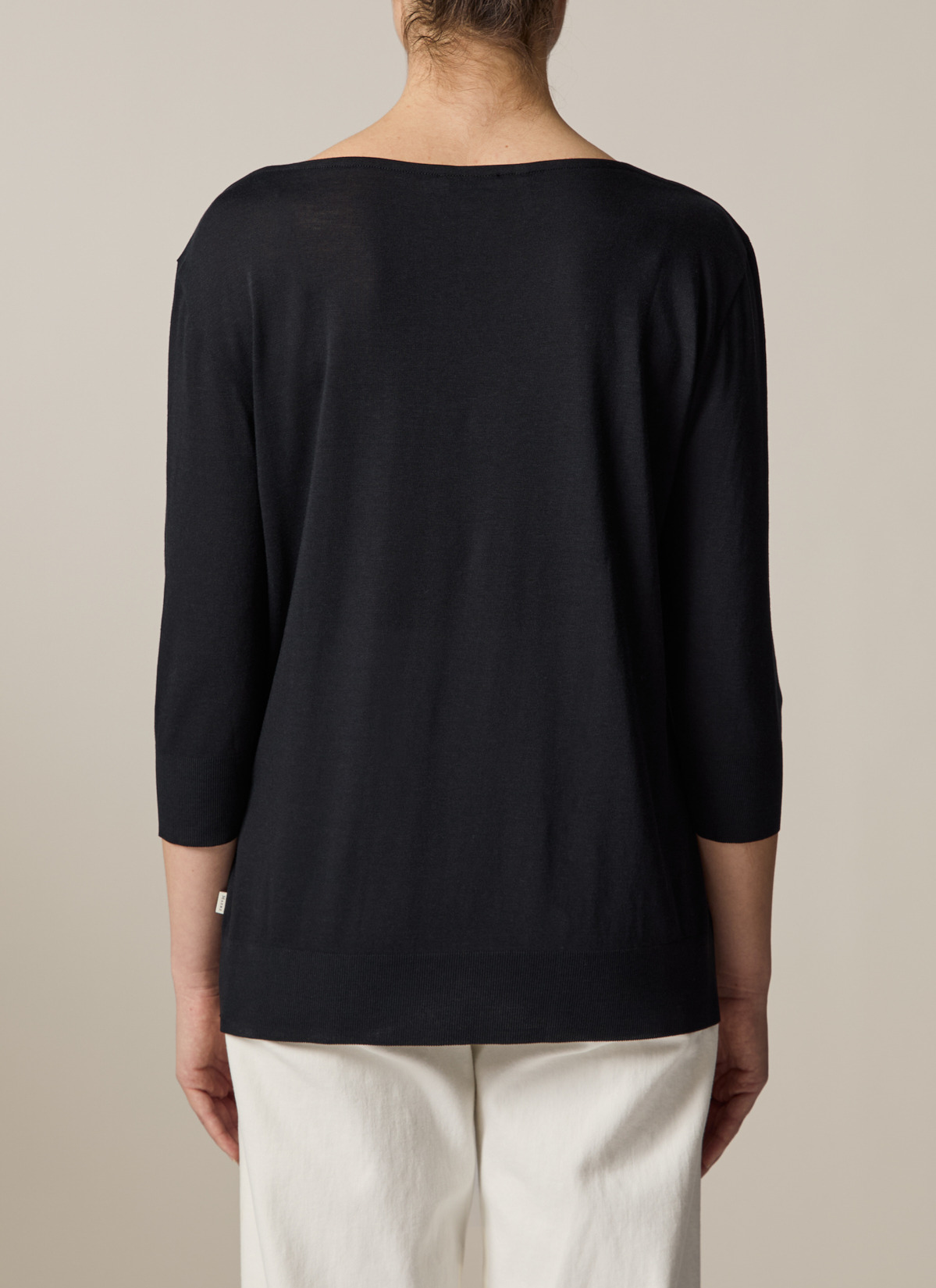 Longsleeve Rundhals 3/4 Arm, Black Rückansicht