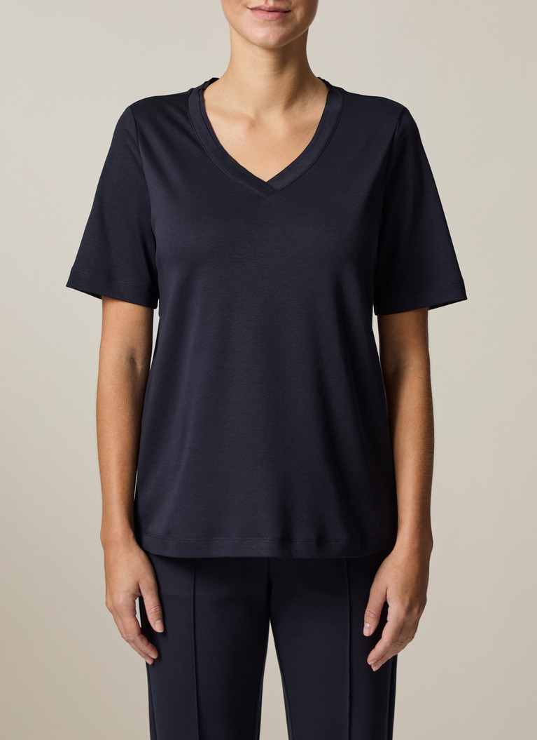 T-Shirt V-Neck 1/2 Arm, Navy Frontansicht