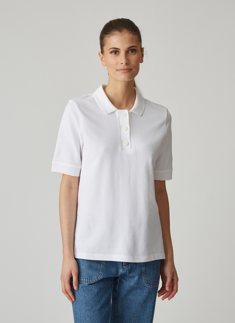 Shirt Polohemd, Piqué 1/2 Arm, Pure White Detailansicht 1