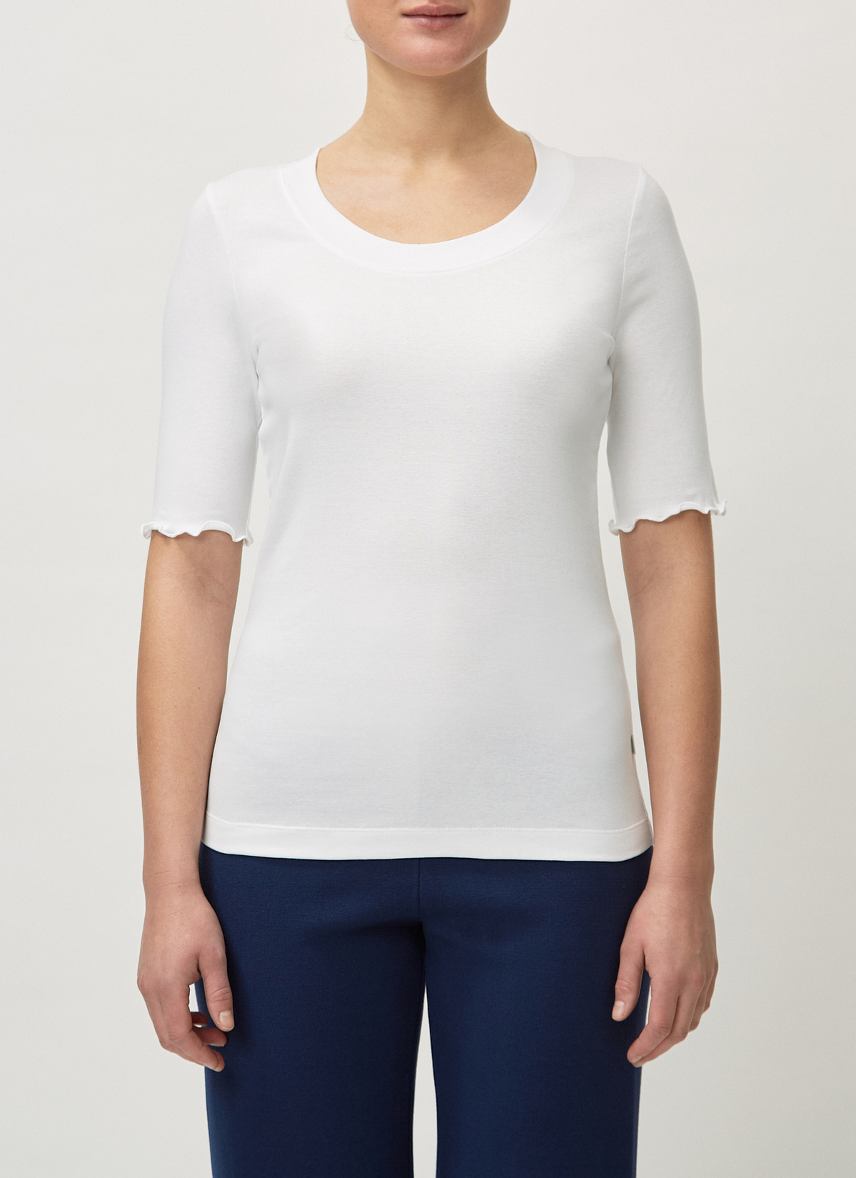 T-Shirt Rundhals 1/2 Arm, Pure White Detailansicht 1