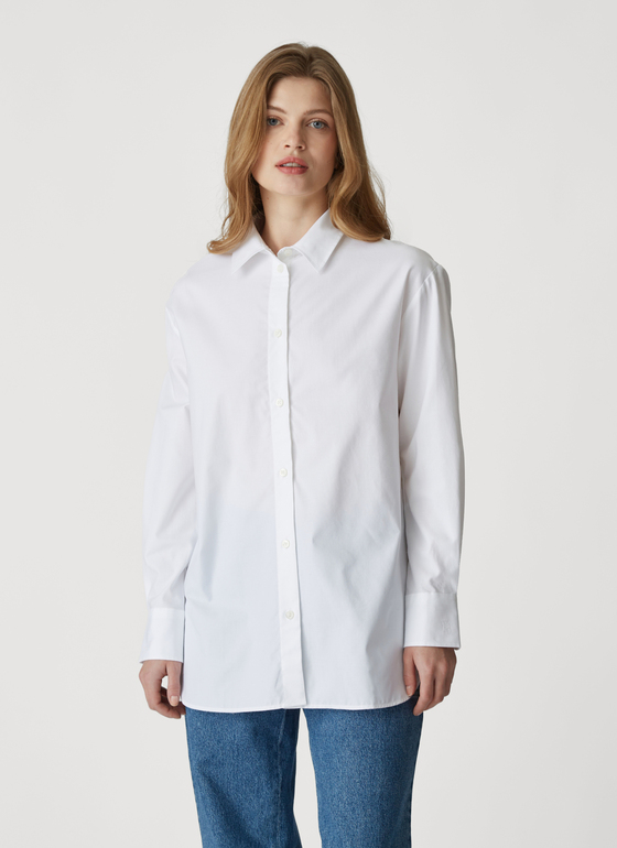 Bluse 1/1 Arm Pure White Frontansicht