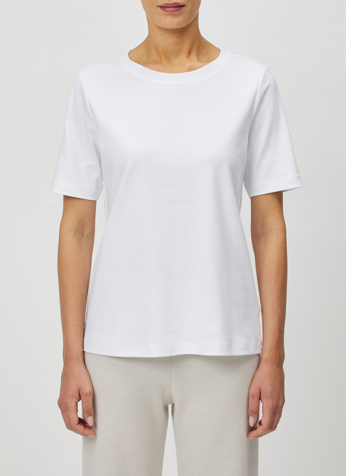 T-Shirt Rundhals 1/2 Arm, Pure White Frontansicht