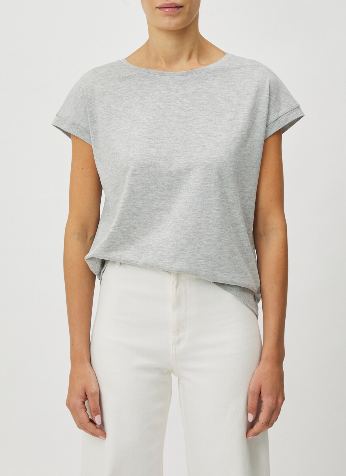 T-Shirt Set Rundhals, Silver Fox Frontansicht