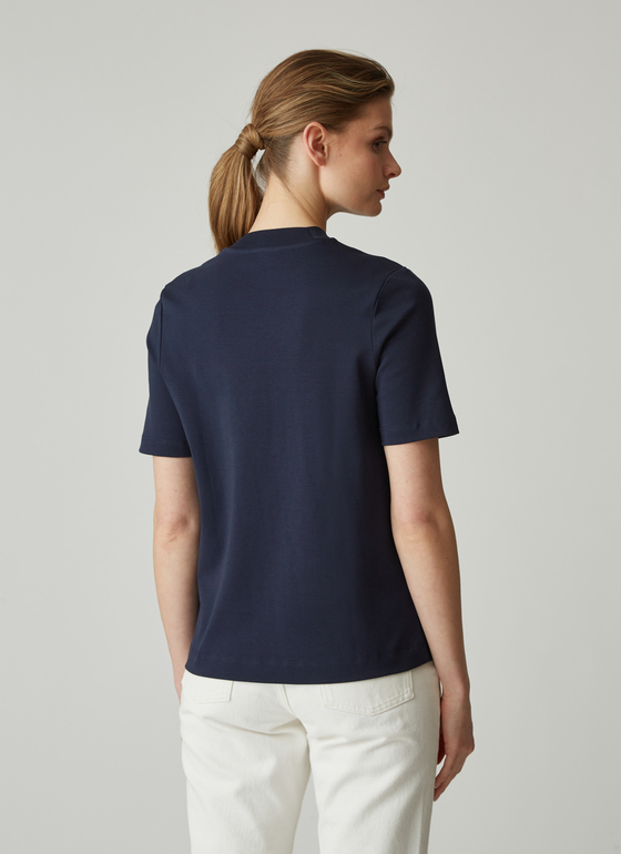 T-Shirt Rundhals 1/2 Arm Navy Frontansicht