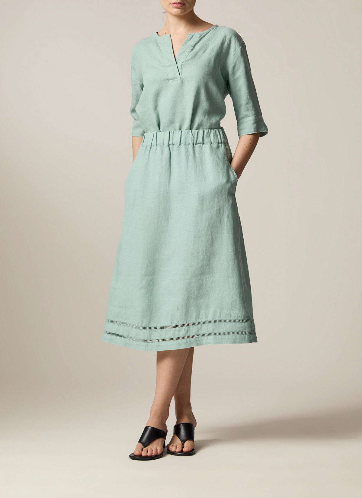 Bluse 1/2 Arm, Light Aqua Detailansicht 2