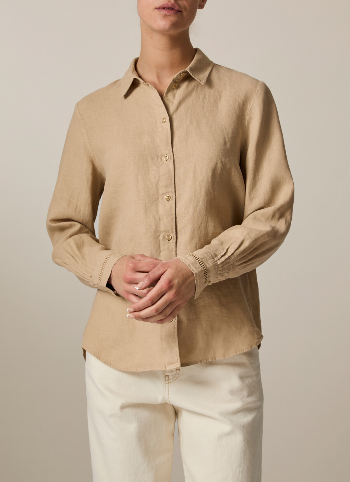 T-Shirt Rundhals, Beach Brown Detailansicht 1
