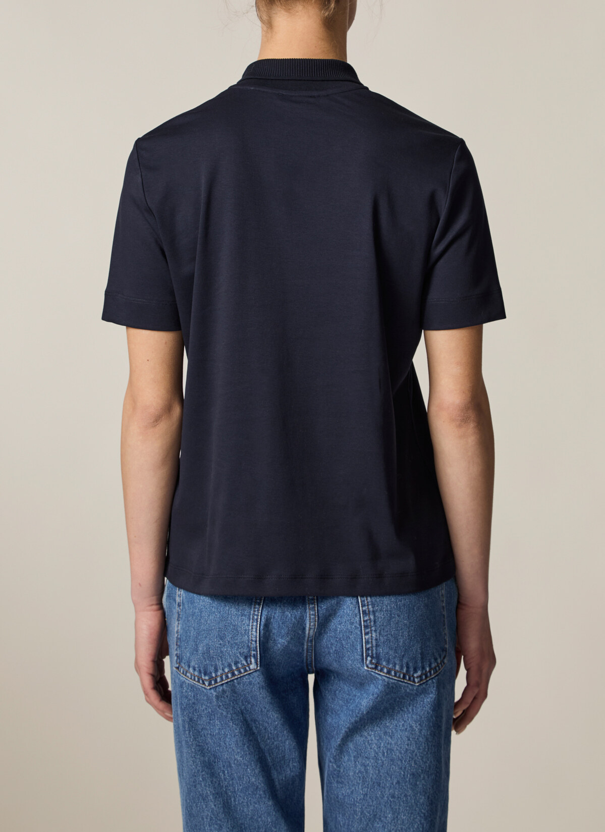 Poloshirt o. Knopf 1/2 Arm, Navy Rückansicht