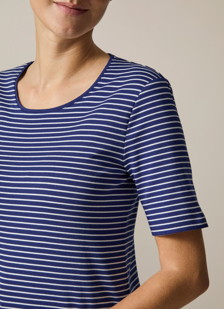T-Shirt Rundhals 1/2 Arm, Mystic Blue Detailansicht 2