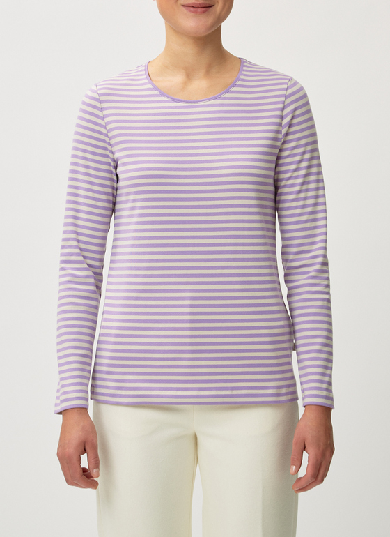 T-Shirt Rundhals, 1/1 Arm, 3/4 Arm Purple Cream/Beige Frontansicht