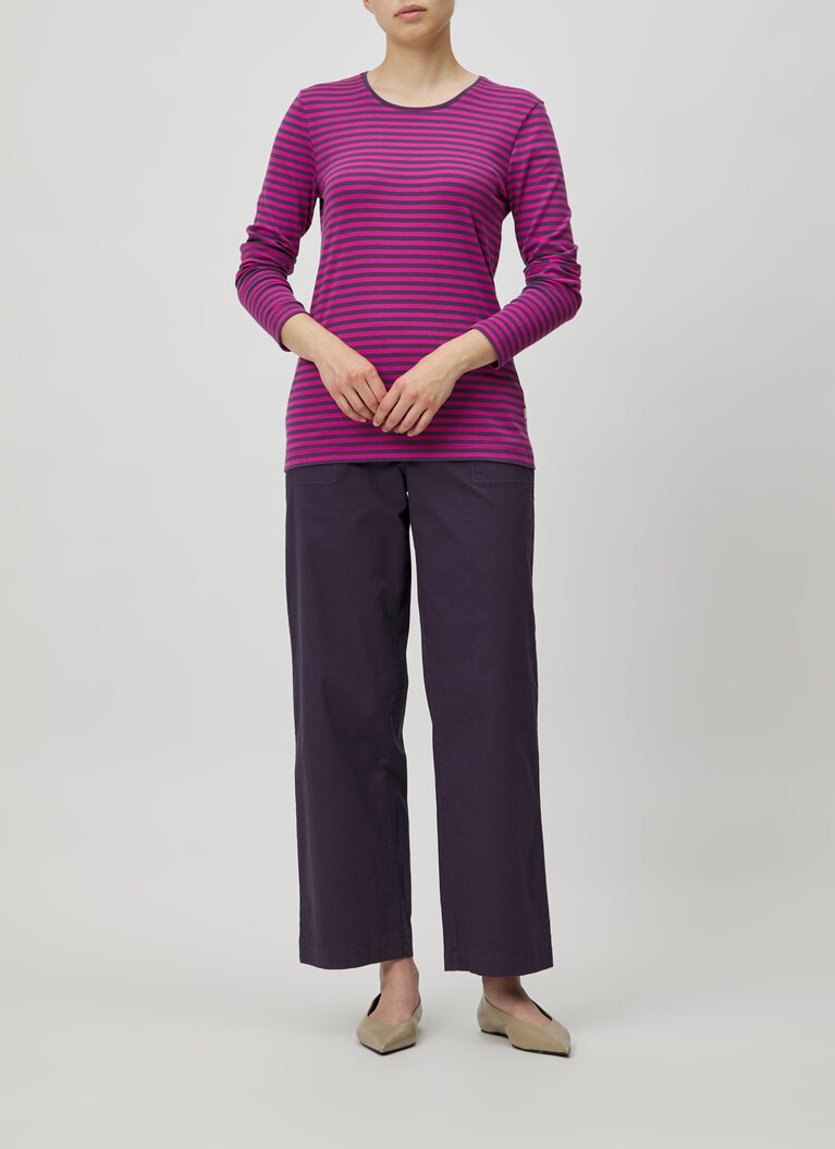 T-Shirt Rundhals, Aubergine Detailansicht 2