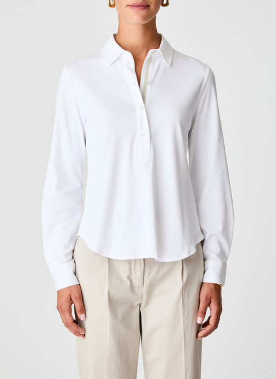 Bluse 1/1 Arm Pure White Frontansicht