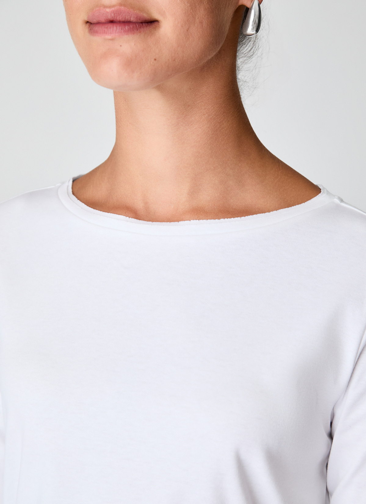 Longsleeve Rundhals 3/4 Arm, Pure White Detailansicht 2