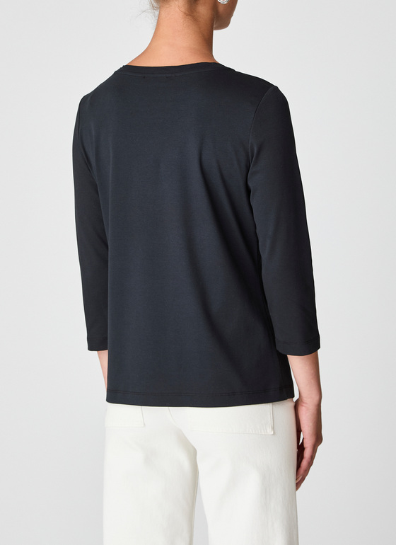 Longsleeve Rundhals 3/4 Arm Black Frontansicht
