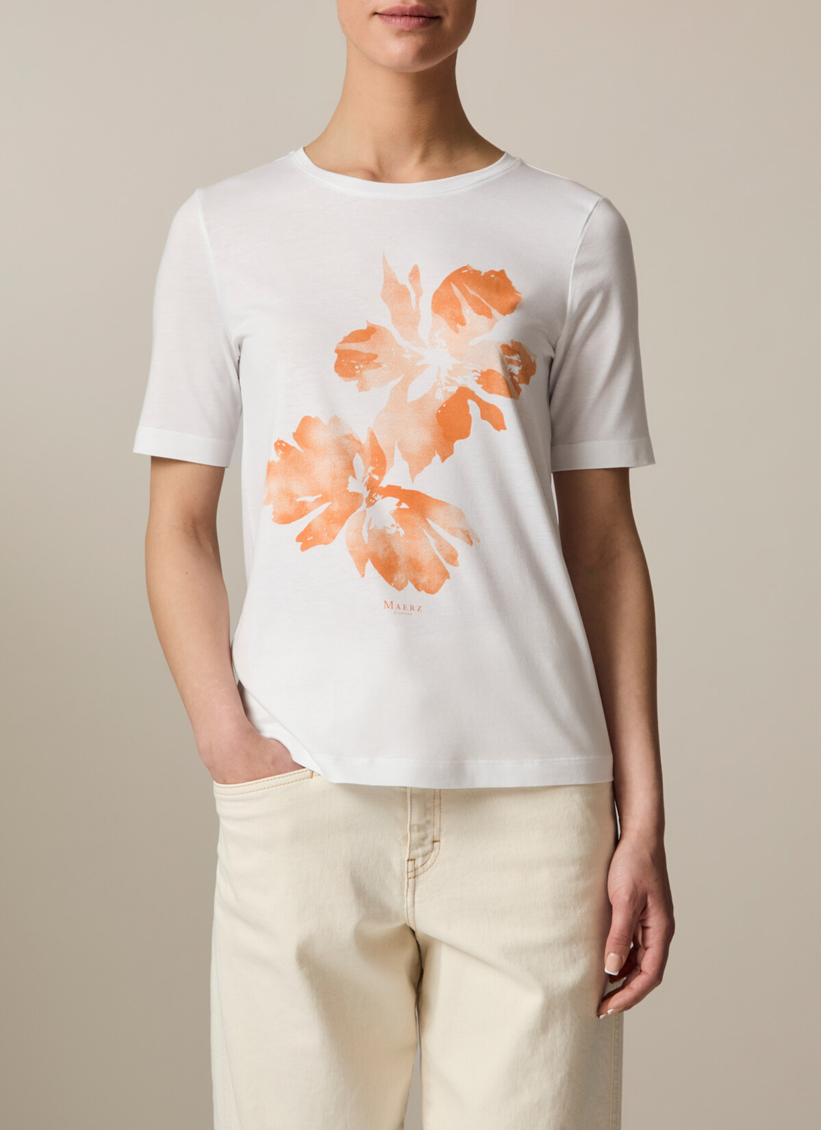 T-Shirt Rundhals 1/2 Arm, Mandarin Frontansicht