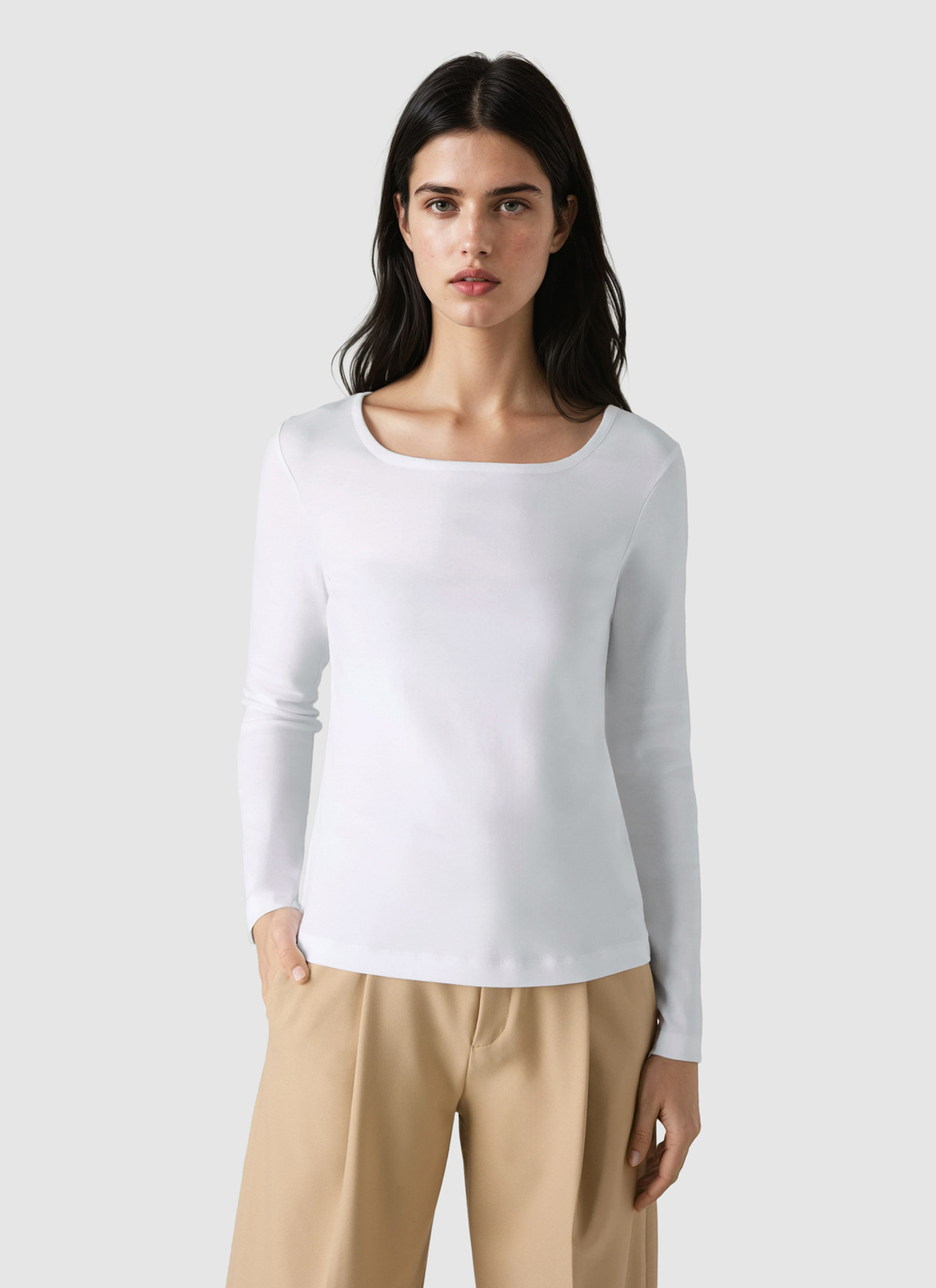 Longsleeve 1/1 Arm, Pure White Frontansicht