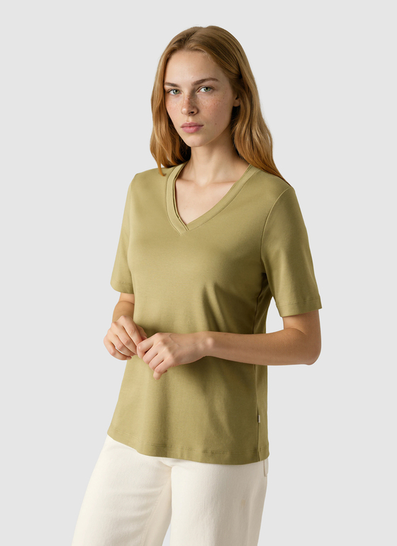T-Shirt V-Neck 1/2 Arm Dried Herb Frontansicht
