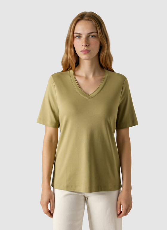 T-Shirt V-Neck 1/2 Arm Dried Herb Frontansicht