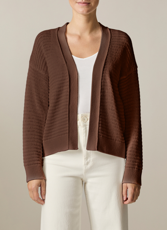 Strick Cardigan 1/1 Arm Dark Chocolate Frontansicht