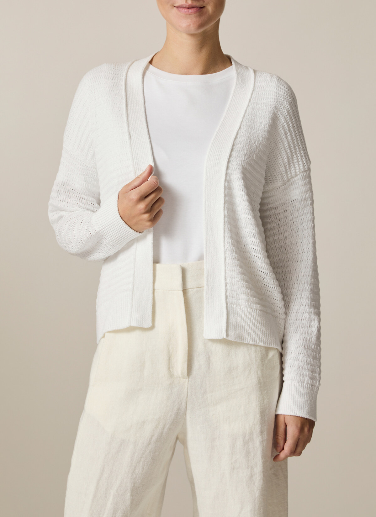Strick Cardigan 1/1 Arm, Pure White Detailansicht 1