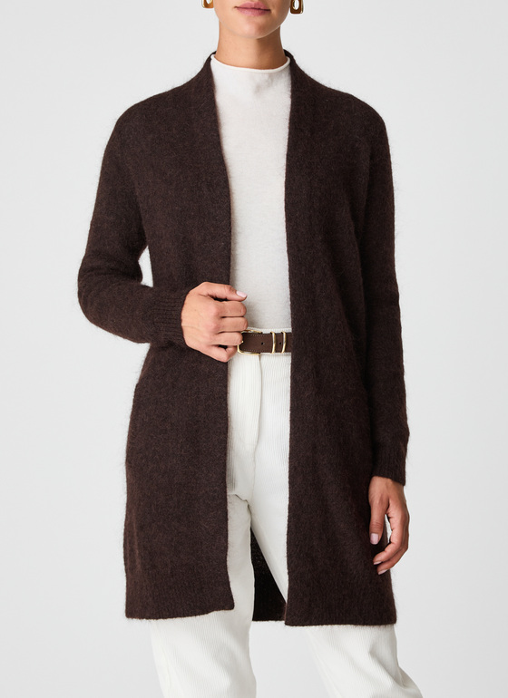 Strickjacke lang Dark Espresso Frontansicht