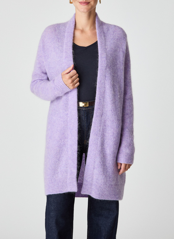 Strickjacke lang Frosted Lavender Frontansicht