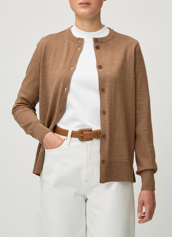 Strick Cardigan 1/1 Arm Salty Caramel Frontansicht