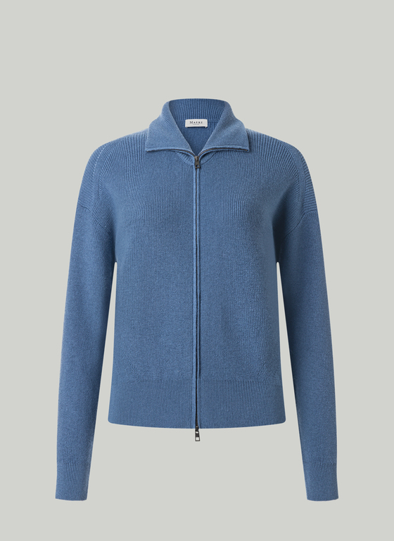 Strickjacke Zip 1/1 Arm Blue Horizon Frontansicht