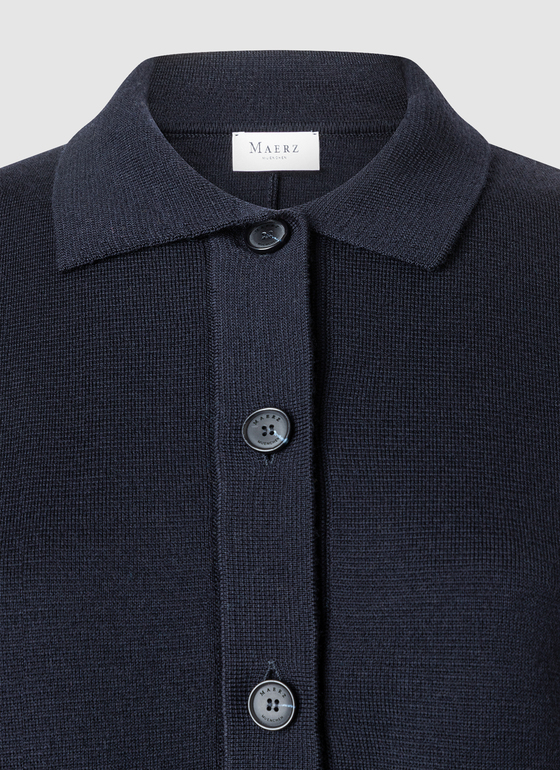 Strickjacke 1/1 Arm Navy Frontansicht