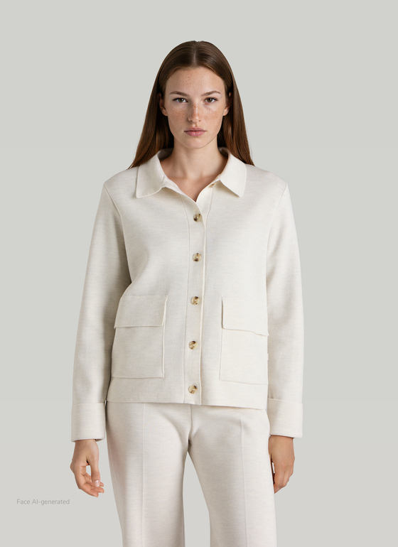 Strickjacke 1/1 Arm Off White Frontansicht