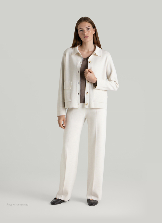 Strickjacke 1/1 Arm Off White Frontansicht