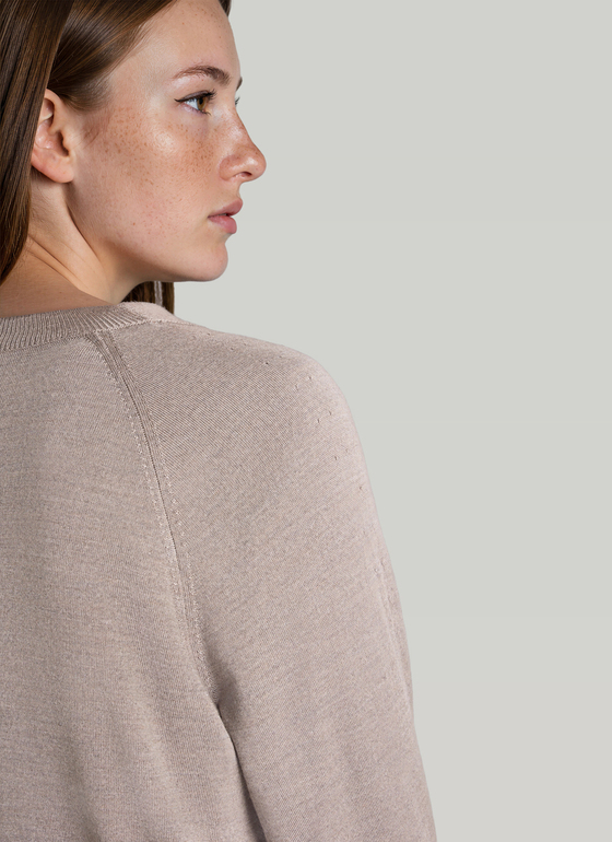Strick Cardigan 1/1 Arm Taupe Grey Frontansicht
