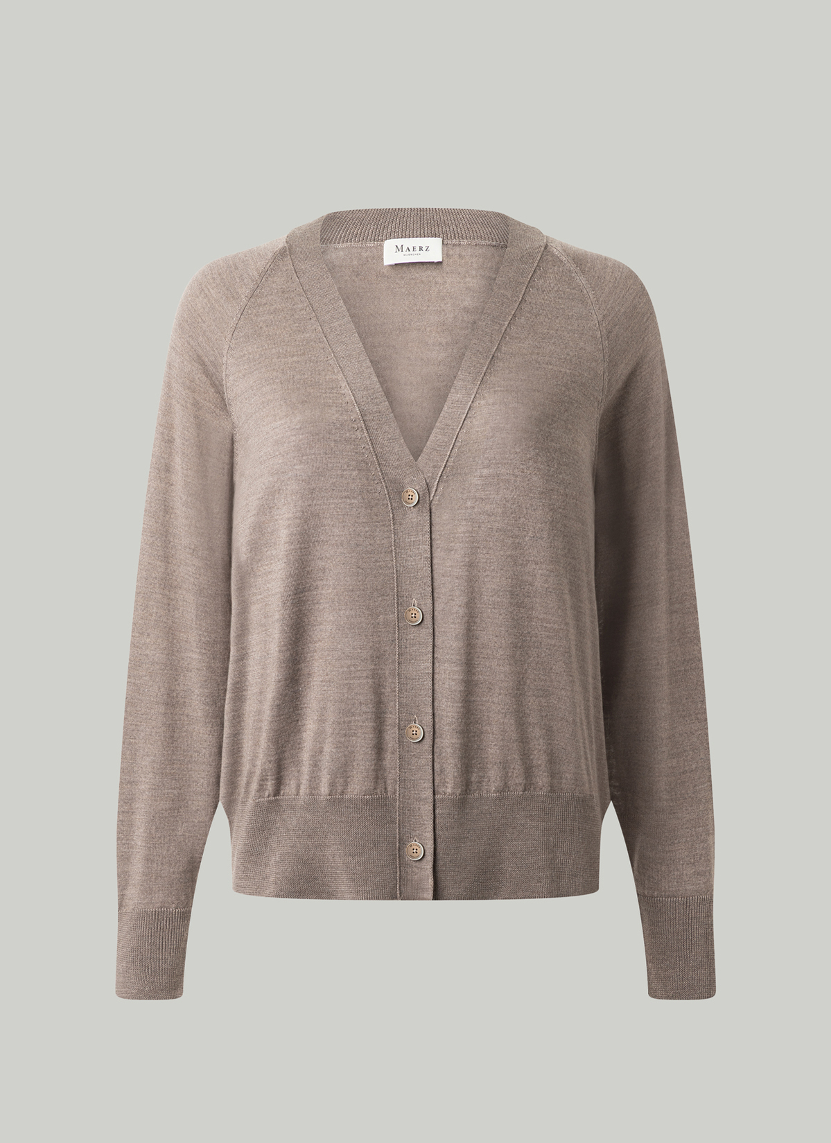 Strick Cardigan 1/1 Arm, Taupe Grey