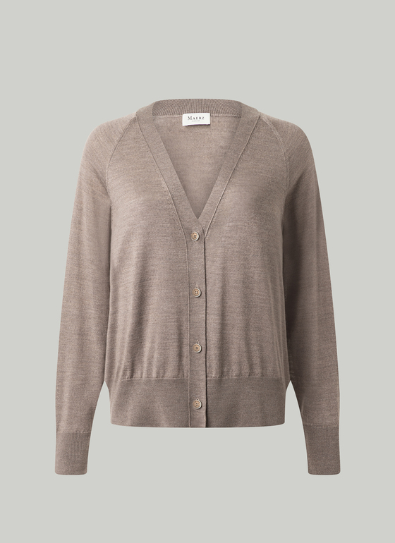 Strick Cardigan 1/1 Arm Taupe Grey Frontansicht