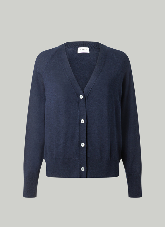 Strick Cardigan 1/1 Arm Dark Denim Frontansicht
