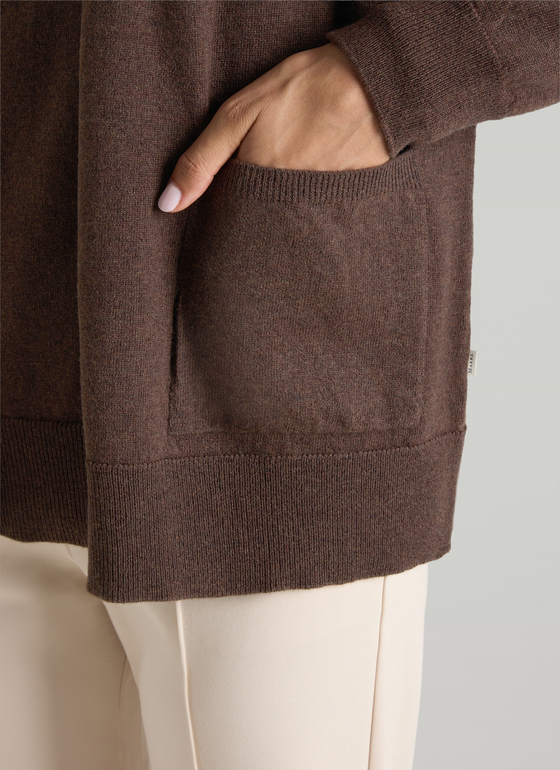 Strickjacke 1/1 Arm Dark Coffee Frontansicht