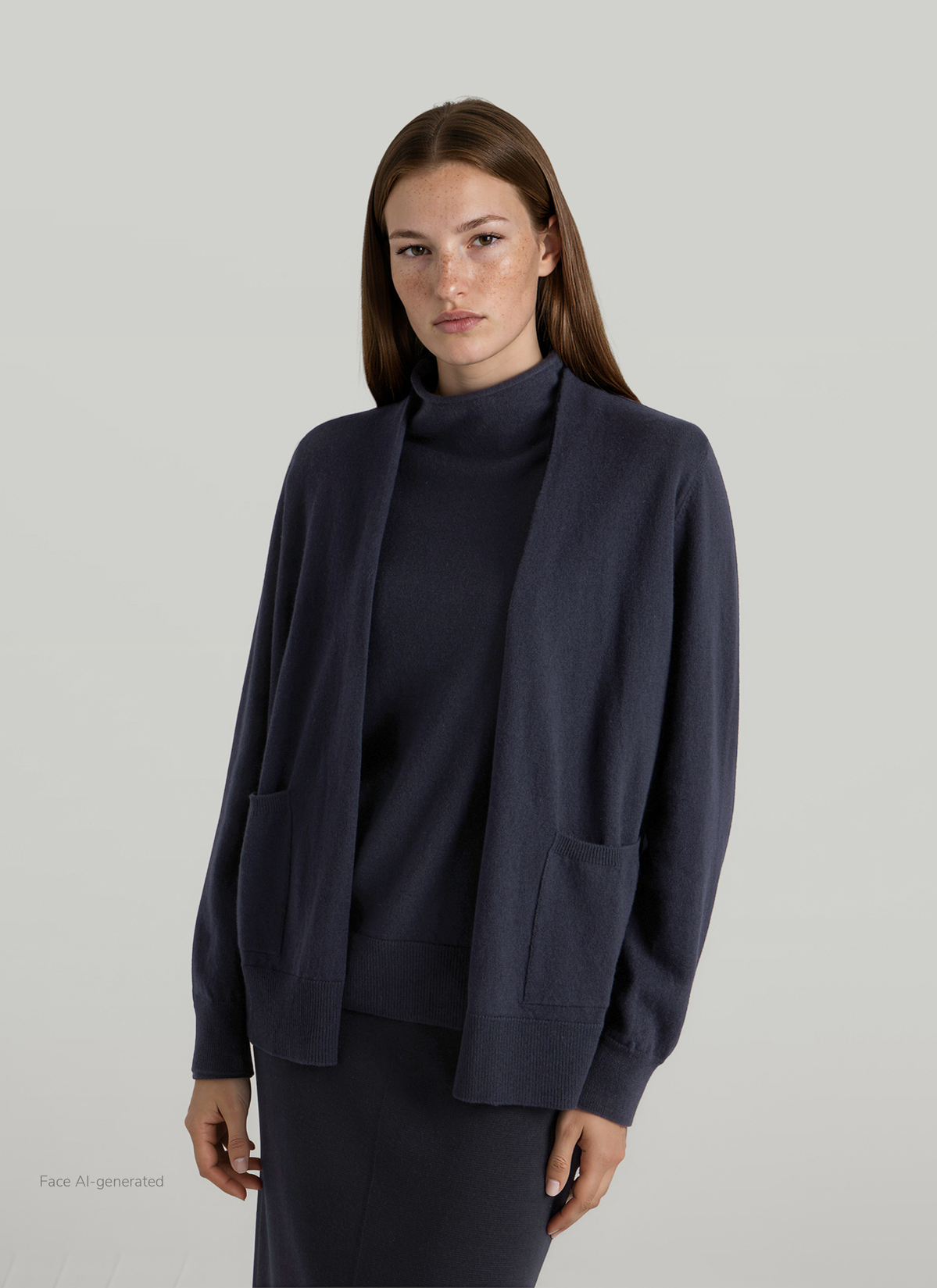 Strickjacke 1/1 Arm, Navy Frontansicht