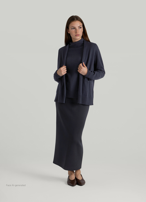 Strickjacke 1/1 Arm Navy Frontansicht
