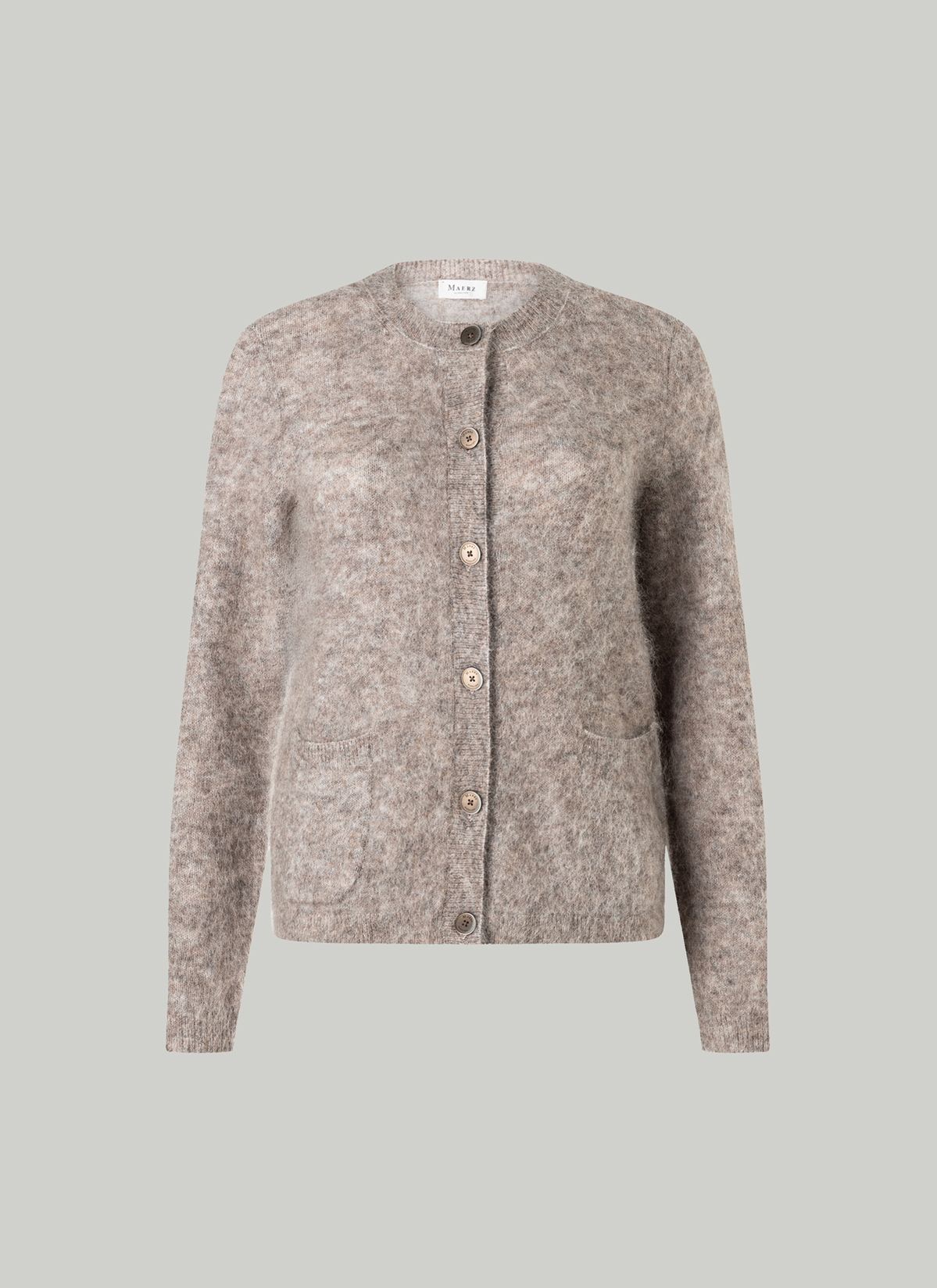 Strickjacke Knopf 1/1 Arm, Taupe Grey 