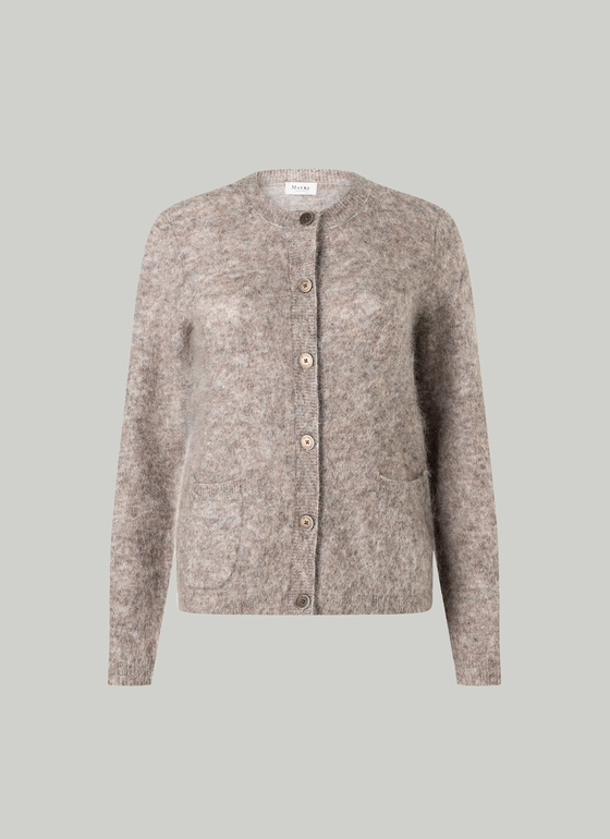 Strickjacke Knopf 1/1 Arm Taupe Grey Frontansicht
