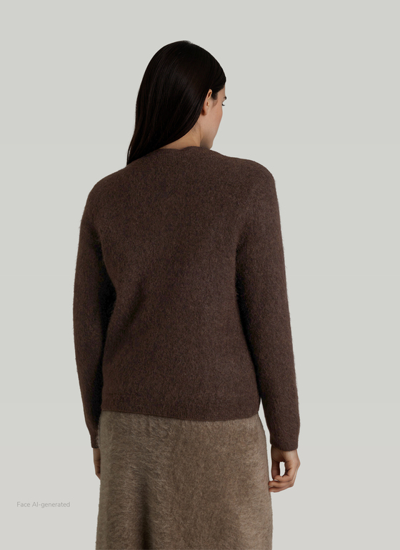 Strickjacke Knopf 1/1 Arm Dark Coffee Frontansicht