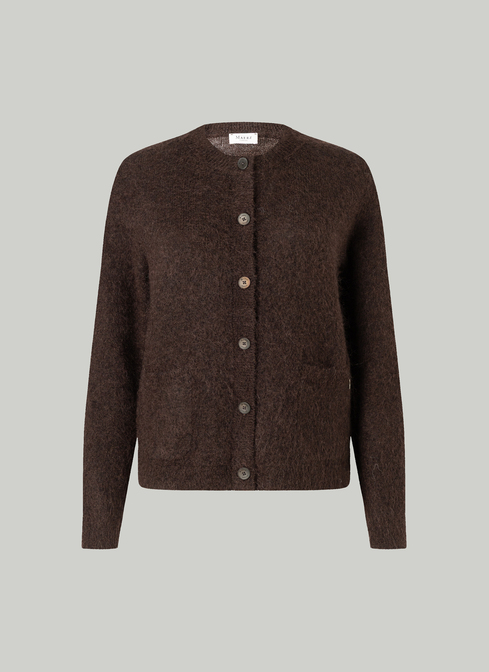 Strickjacke Knopf 1/1 Arm, Dark Coffee 