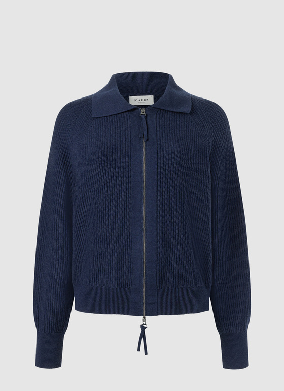 Strickjacke Zip 1/1 Arm Bright Night Frontansicht