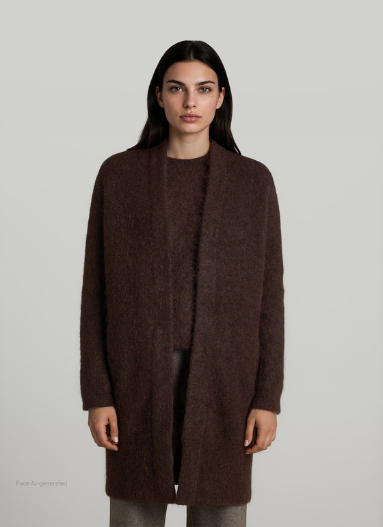 Strickjacke 1/1 Arm Dark Coffee Frontansicht