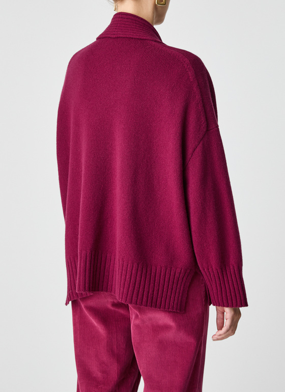 Strickjacke Schalkragen 1/1 Arm Bordeaux Frontansicht