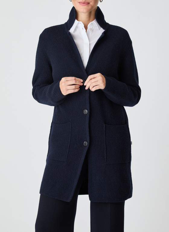 Strickjacke 1/1 Arm Navy Frontansicht