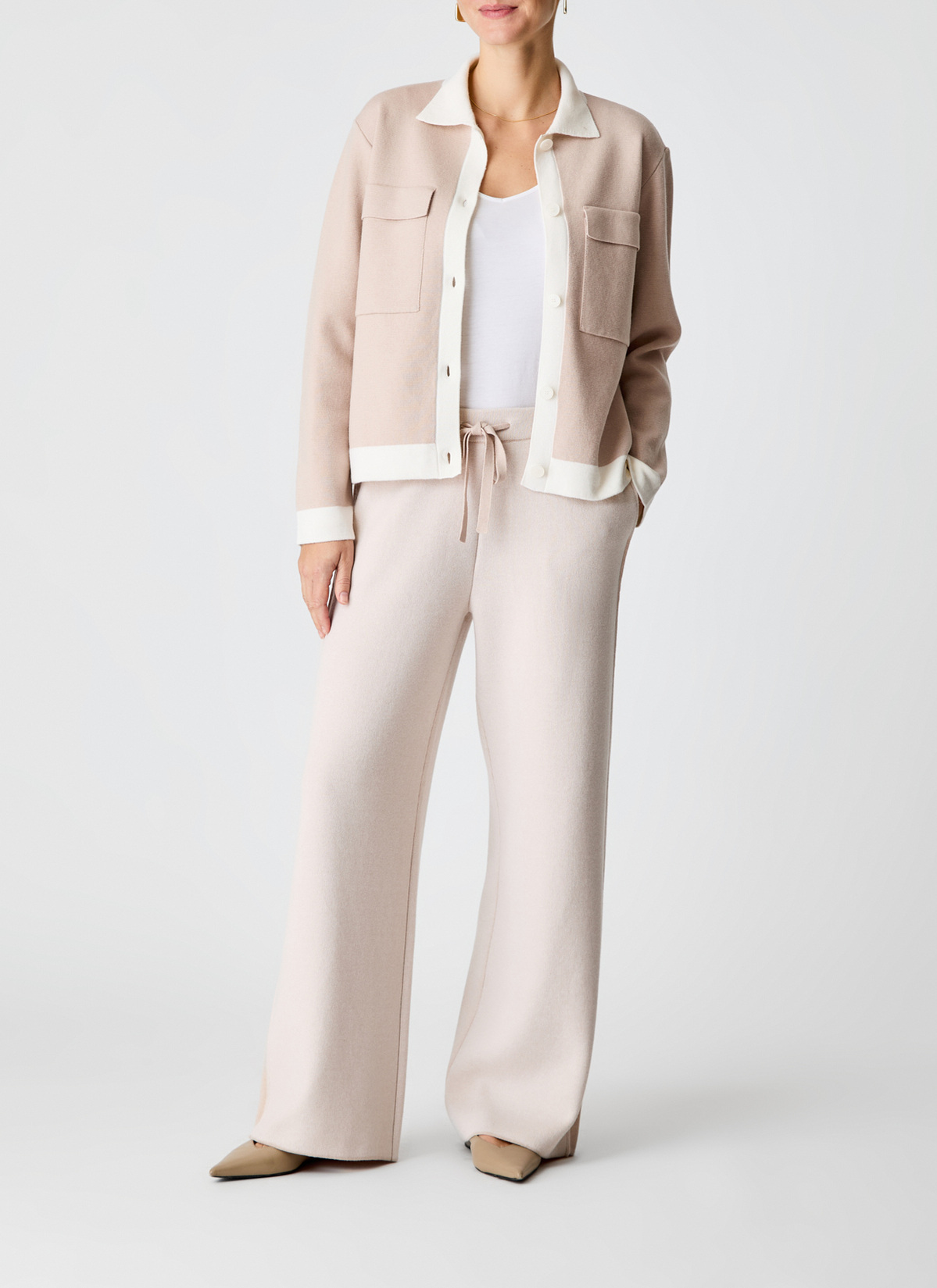 Strickjacke Knopf 1/1 Arm, Sand Detailansicht 1